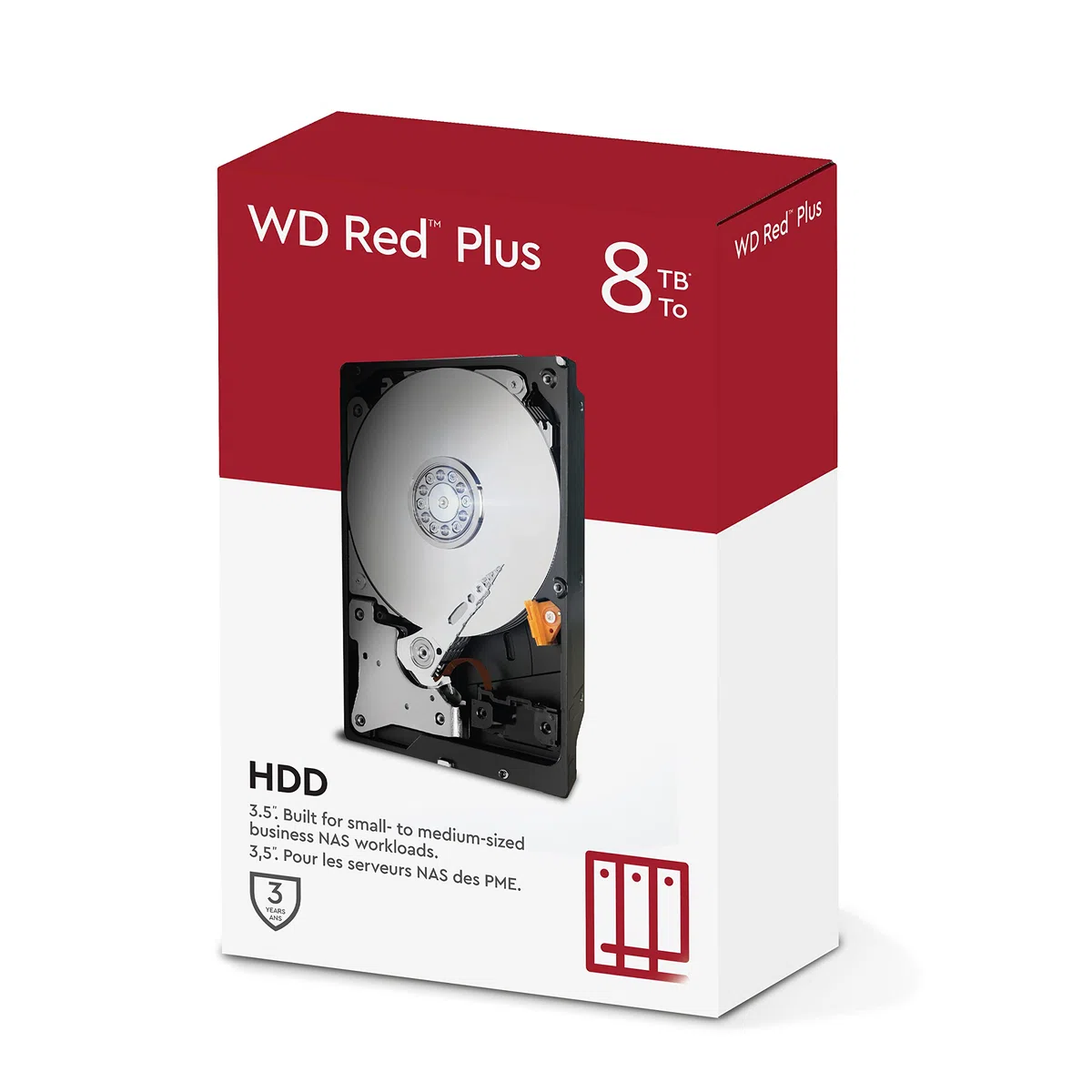 WD Red Plus 8 TB NAS Disco duro interno de 3.5 pulgadas, Clase de 5400 r. p. m., SATA de 6 Gb/s, CMR y Caché de 256 MB