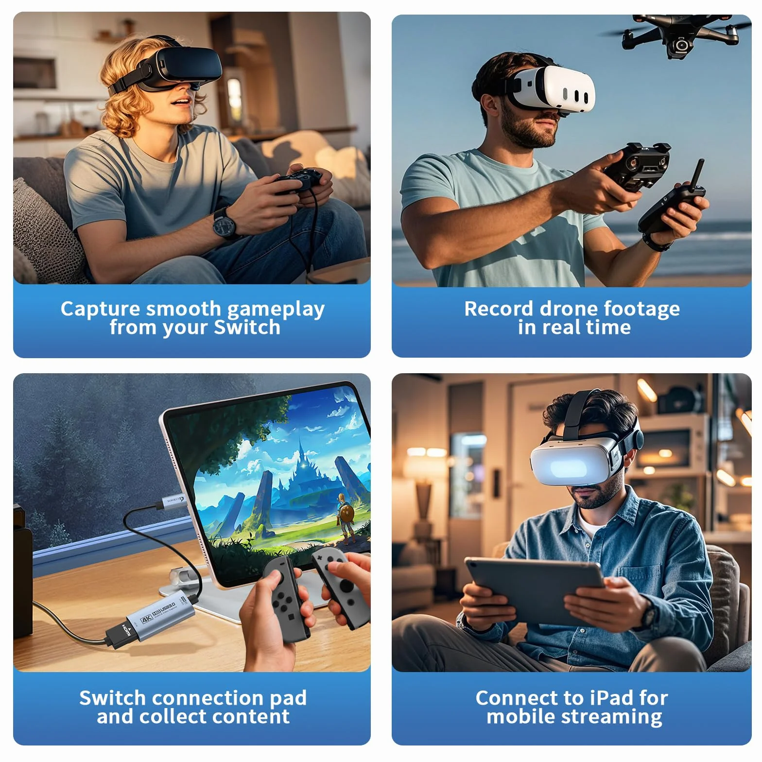Guermok Tarjeta de Captura HDMI 4K@60FPS, 1080P@240FPS USB 3.0 HDMI a USB A/C para Streaming, Compatible con Pad, Switch 2/1, PS, Quest 3, Mac OS, Windows, Zoom, OBS, Cámara