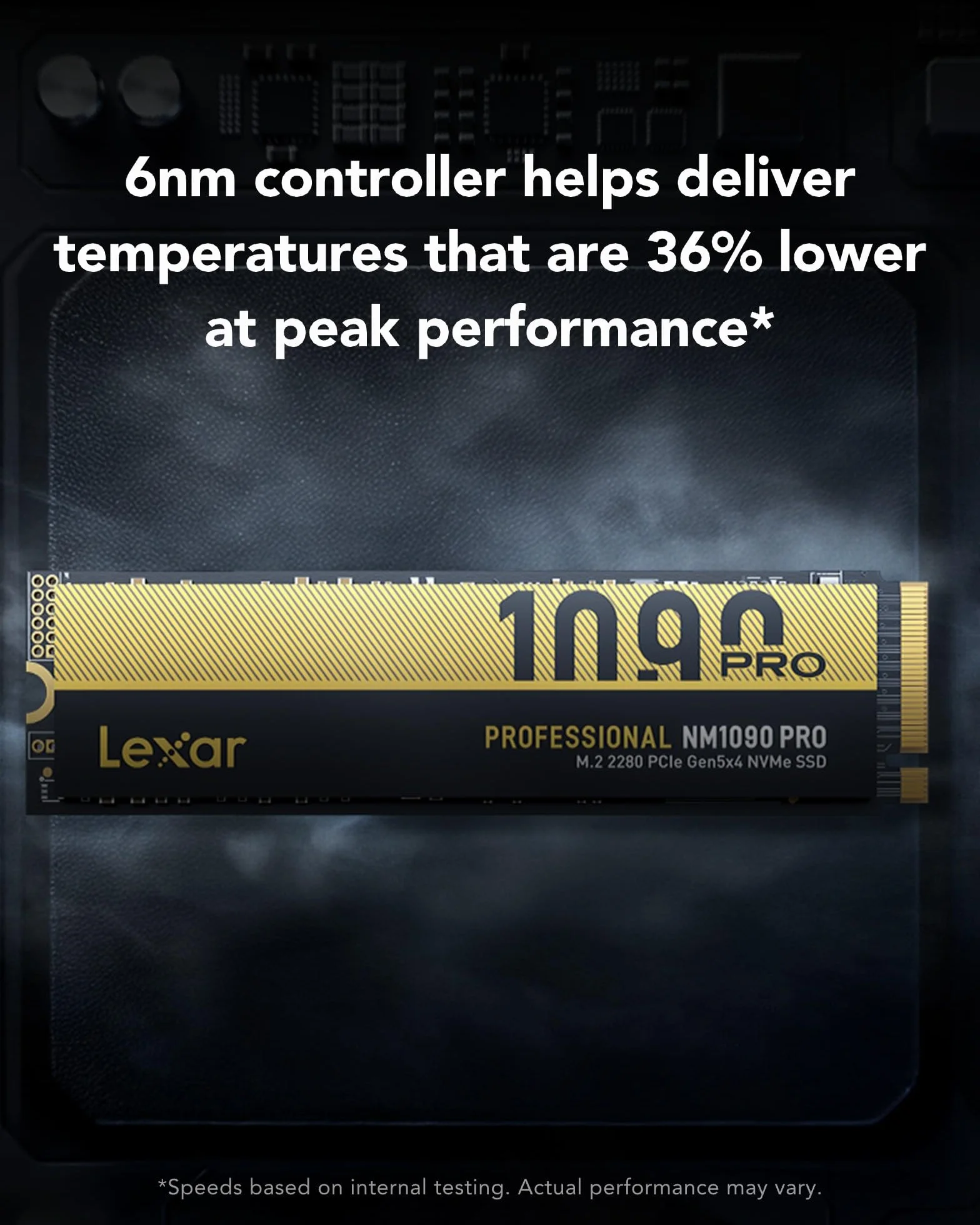 Lexar SSD NVMe PCIe 5.0 Gen5 4TB NM1090 Pro, 14,000 MB/s, diseño de Control térmico avanzado, SSD Interno Compatible con DirectStorage, portátil para Juegos y creación de Contenido