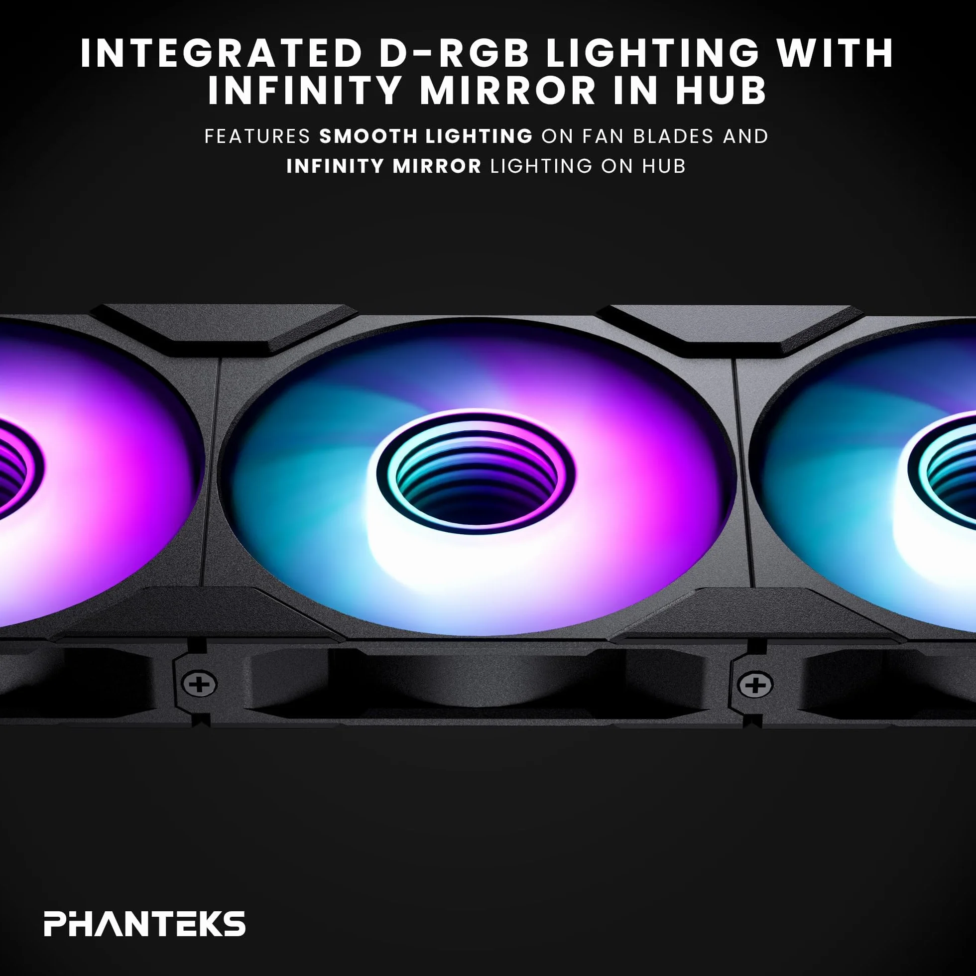 Phanteks Paquete triple de hoja invertida M25-120 Gen2, 3 ventiladores de refrigeración ARGB de alto rendimiento de 120 mm, marco de ventilador unificado en cadena de margarita, cubo de espejo
