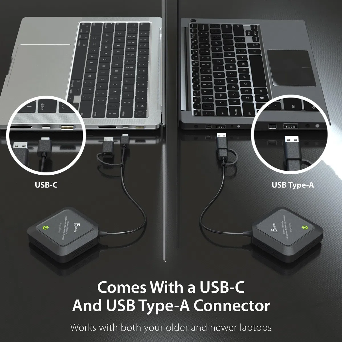 j5create Extensor Inalámbrico para Webcam/Micrófonos Altavoces USB, Funciona con Windows y Mac, No para TV y Ratón/Teclado USB (JVW12)