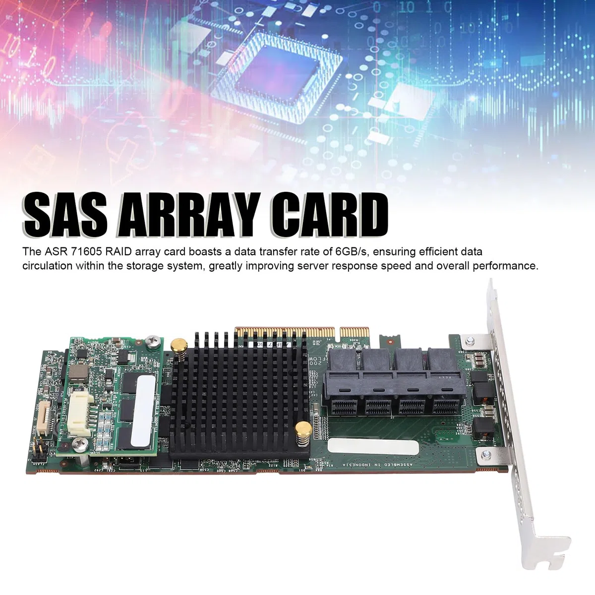 LICAEVEY Tarjeta Controladora Raid SAS, Tarjeta de Matriz ASR 71605, 4 Puertos 8643, caché de 1 GB, Interfaz de Alta Velocidad PCIE X8 de 6 GB, Plug and Play