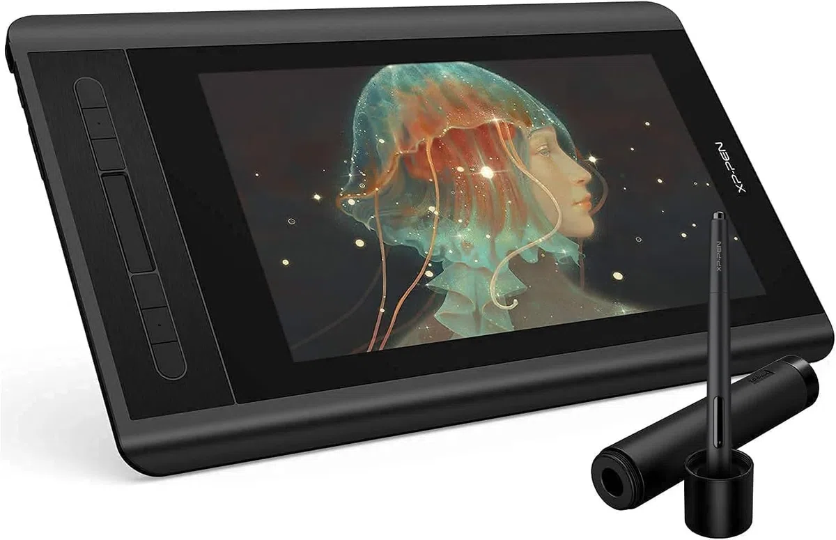 XP-Pen Artist 12 - Monitor gráfico (1920 x 1080 HD, IPS, con Barra táctil, lápiz P06 con Goma de borrar para enseñanza remota en casa)