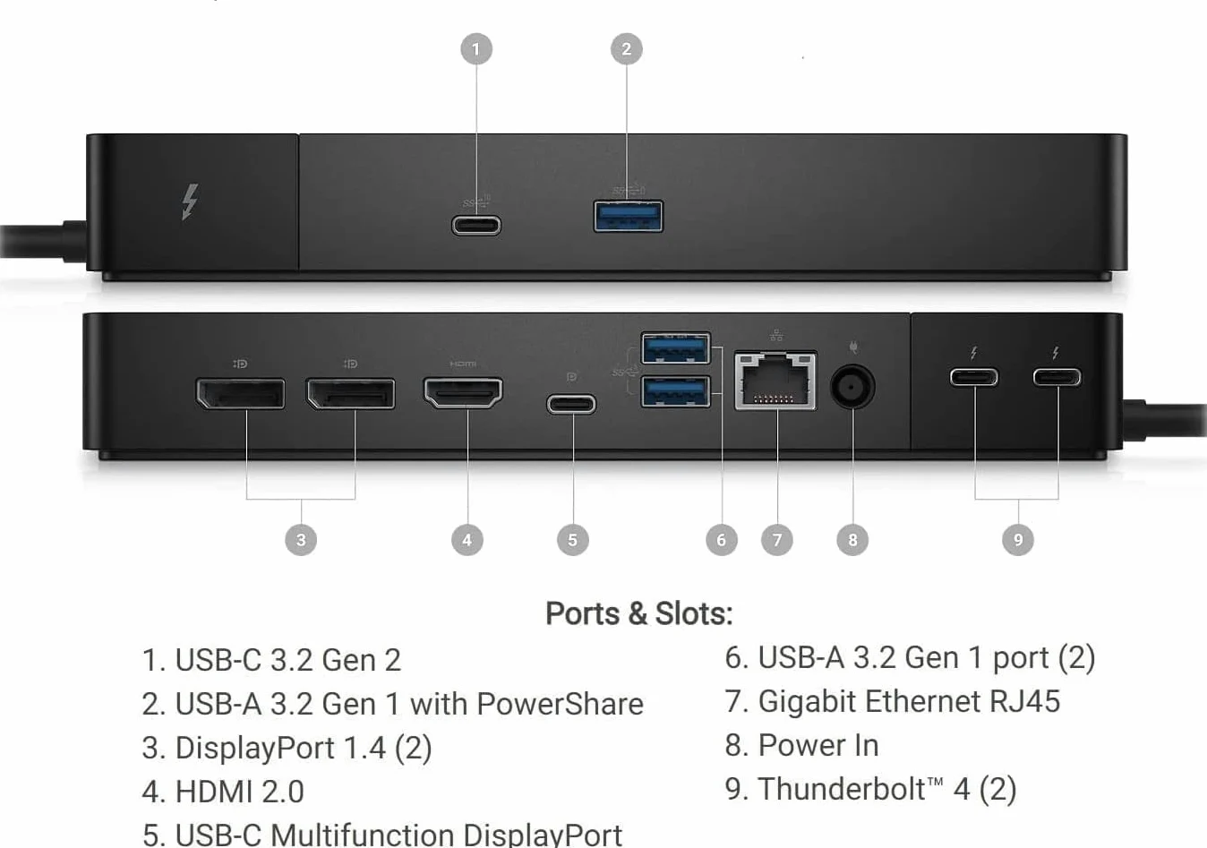 DELL WD22TB4 Modular Dock with 2 Thunderbolt 4 Ports & Supports up to Four 4K Displays (Reacondicionado)