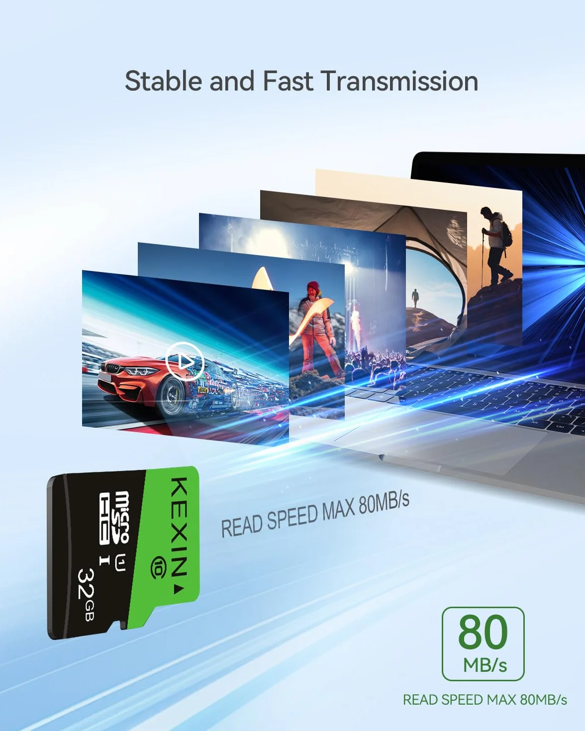 KEXIN Micro SD Tarjeta Memoria de 32GB, MicroSDHC Tarjeta hasta 70 MB/s de Alta Velocidad, TF Tarjeta UHS-1, Class10 [3 Pack * 32GB] para Movil, Tableta, Cámara y Drones(Verde Negro)