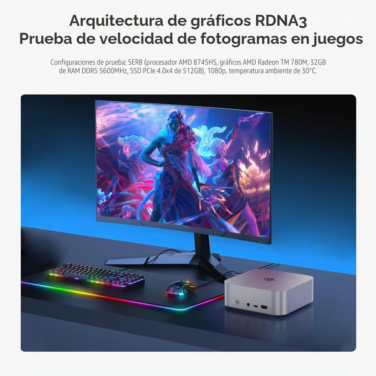 Beelink Mini PC SER8, AMD Ryzen 7 8745HS (8C/16T, hasta 4,9 GHz), 32 GB de RAM DDR5, SSD M.2 PCIe 4.0 de 512 GB,Triple Pantalla 4K, USB 4,0, HDMI 2.1, DP 1.4, BT 5.2, WiFi 6, LAN de 2,5 G