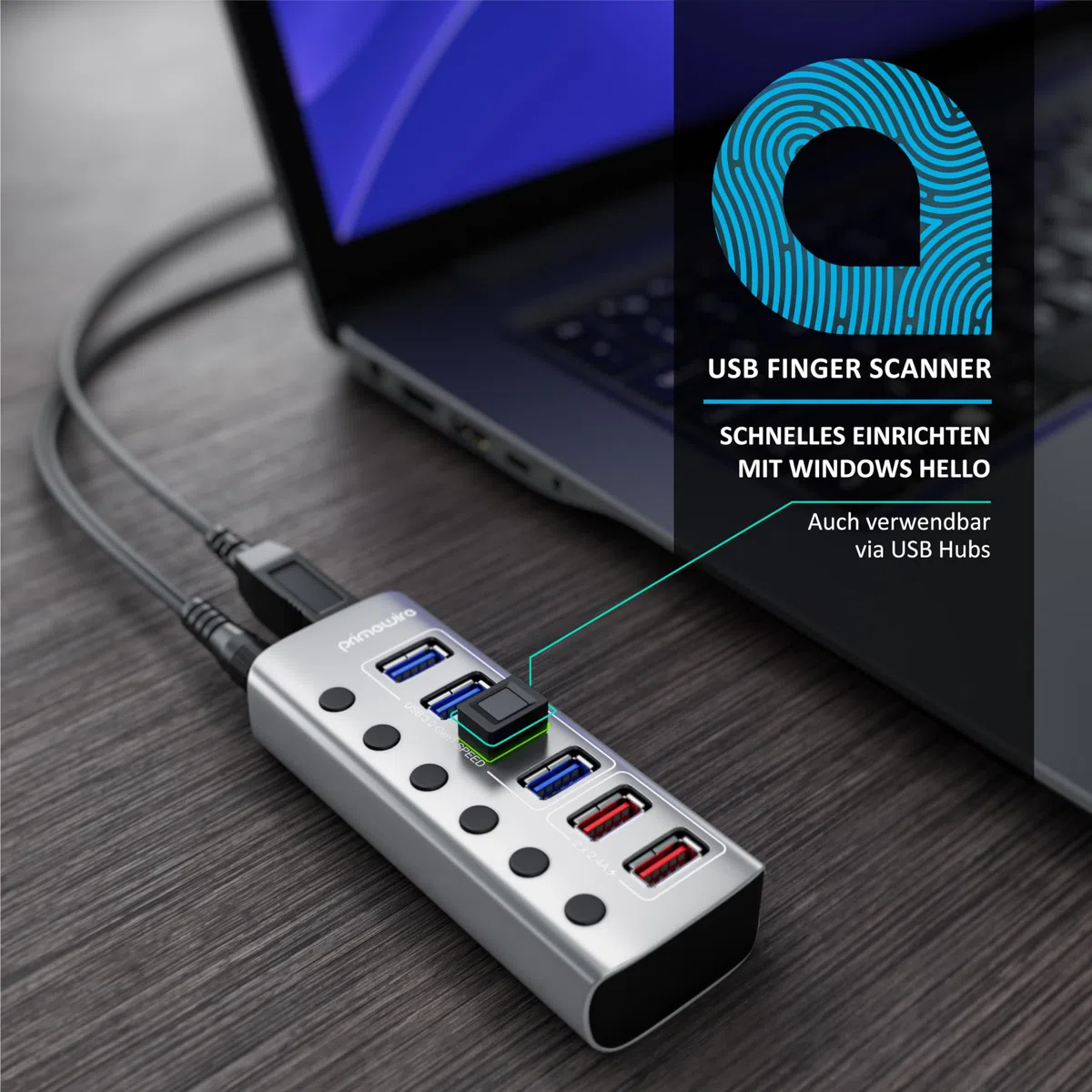 CSL - Lector de Huellas Dactilares USB - hasta 10 ID - Windows 8 10 11 - Soporta hasta 10 ID - USB - Plug & Play - Escáner de Dedos - Reconocimiento Completo